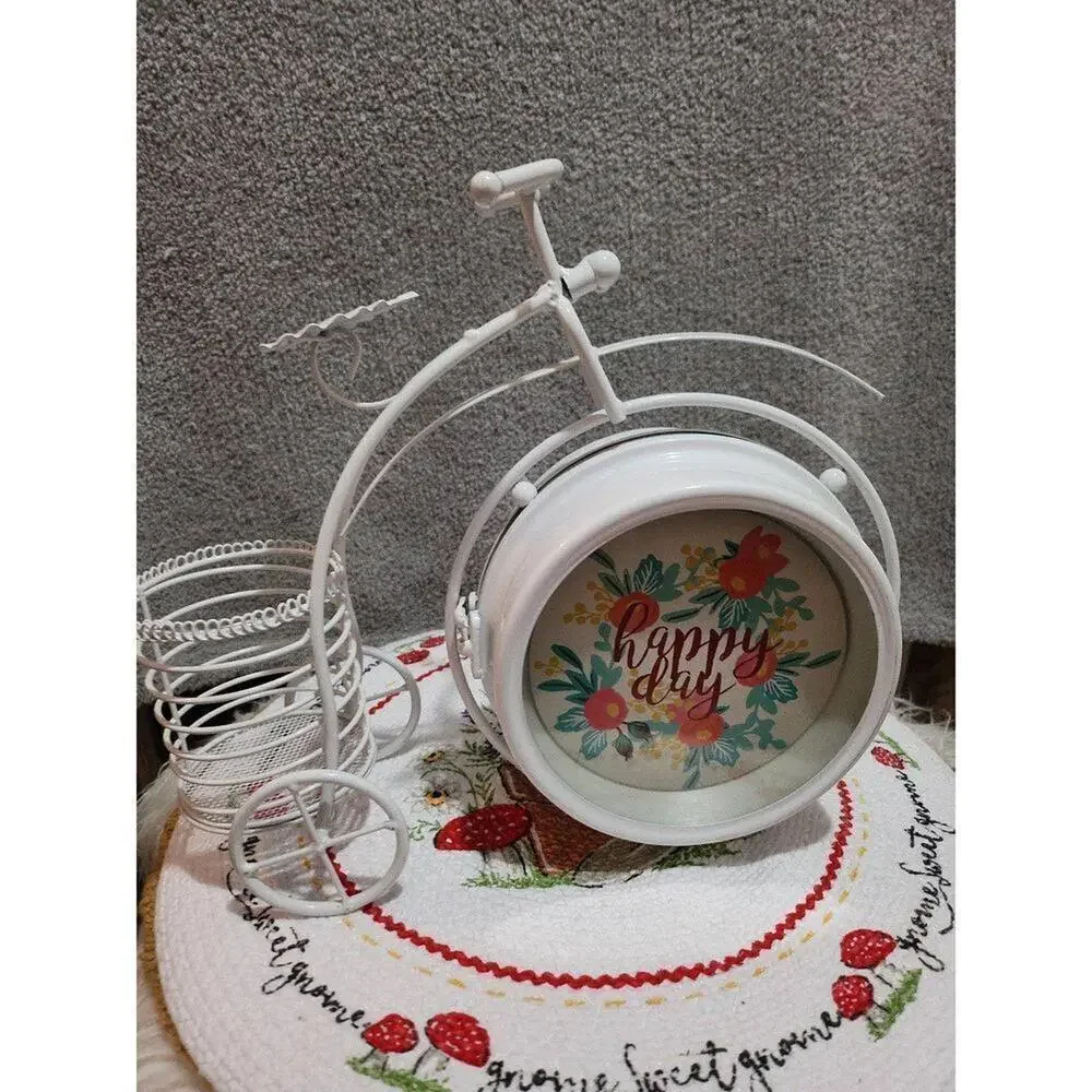 Table Bike‎ Clock Desk Clock Desktop Metal Clock for Office Bedroom Silent